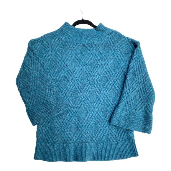 Soft Surroundings teal green Argyle knit oversized tunic sweater Women's size S - Picture 2 of 7